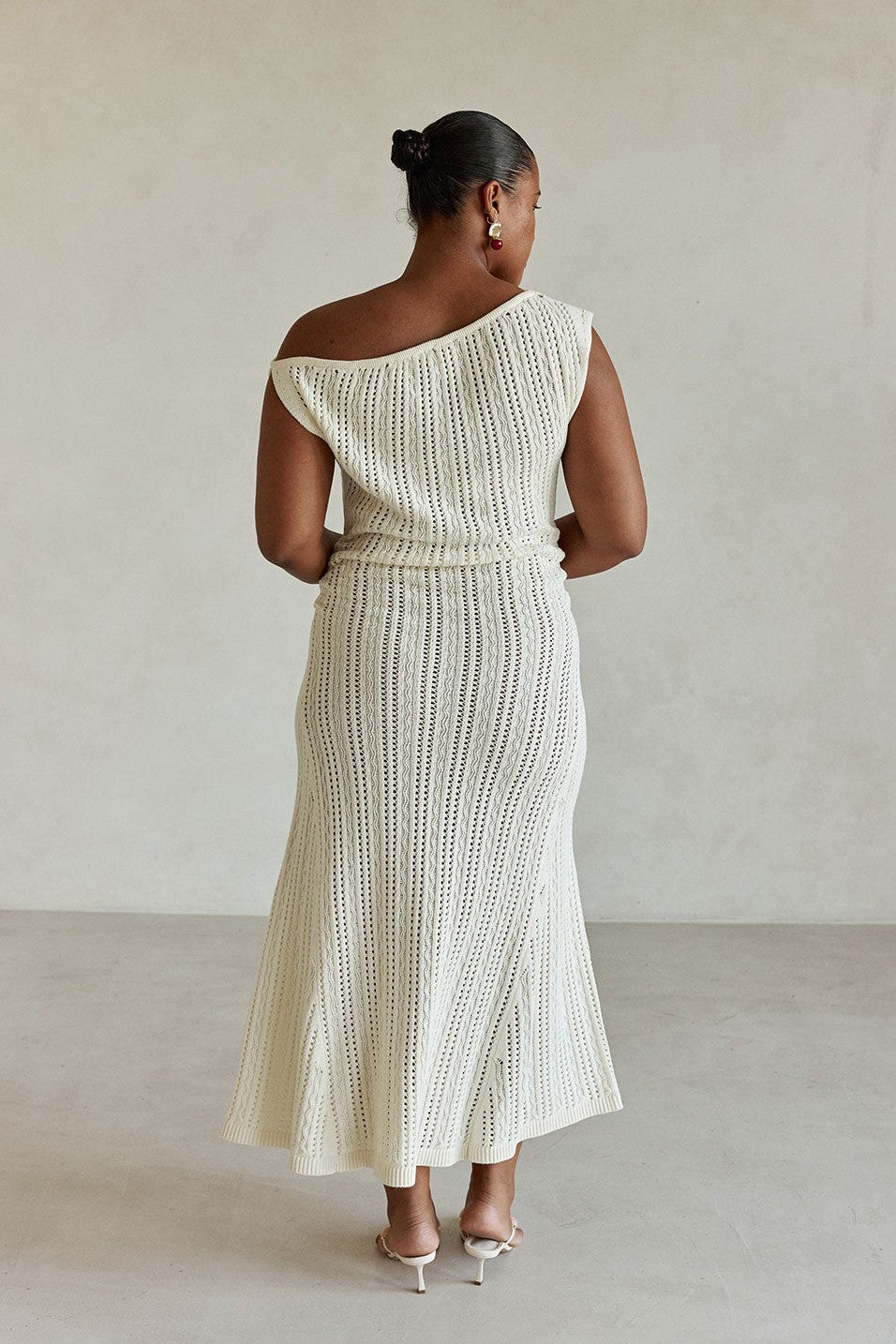 Cream maxi dress, back view