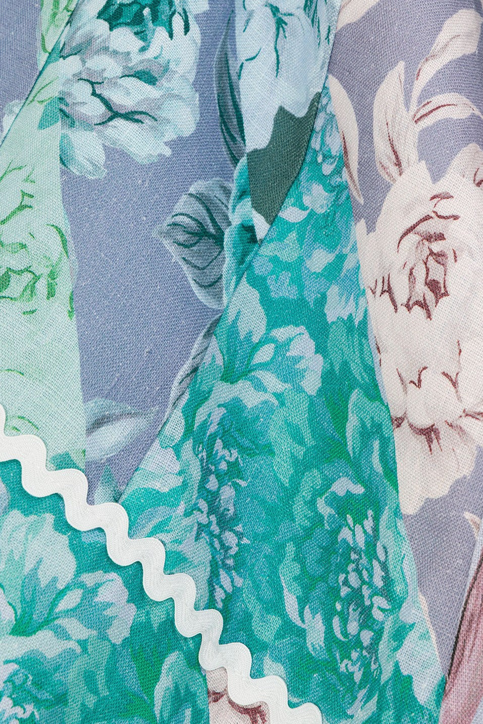 Blue mini dress with lace trim, detail view