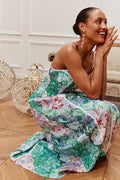 Blue maxi dress, front view
