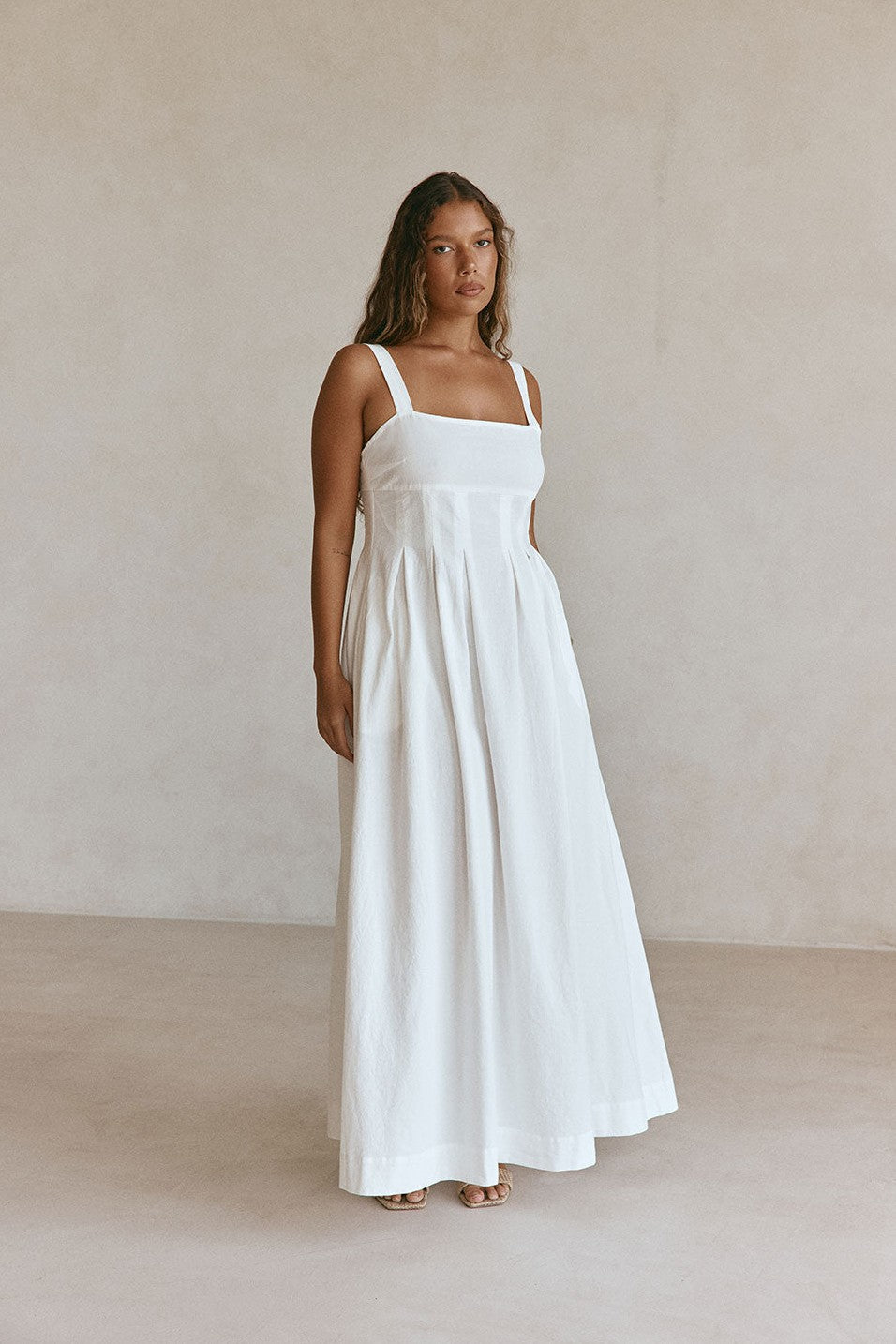 White maxi dress, back view