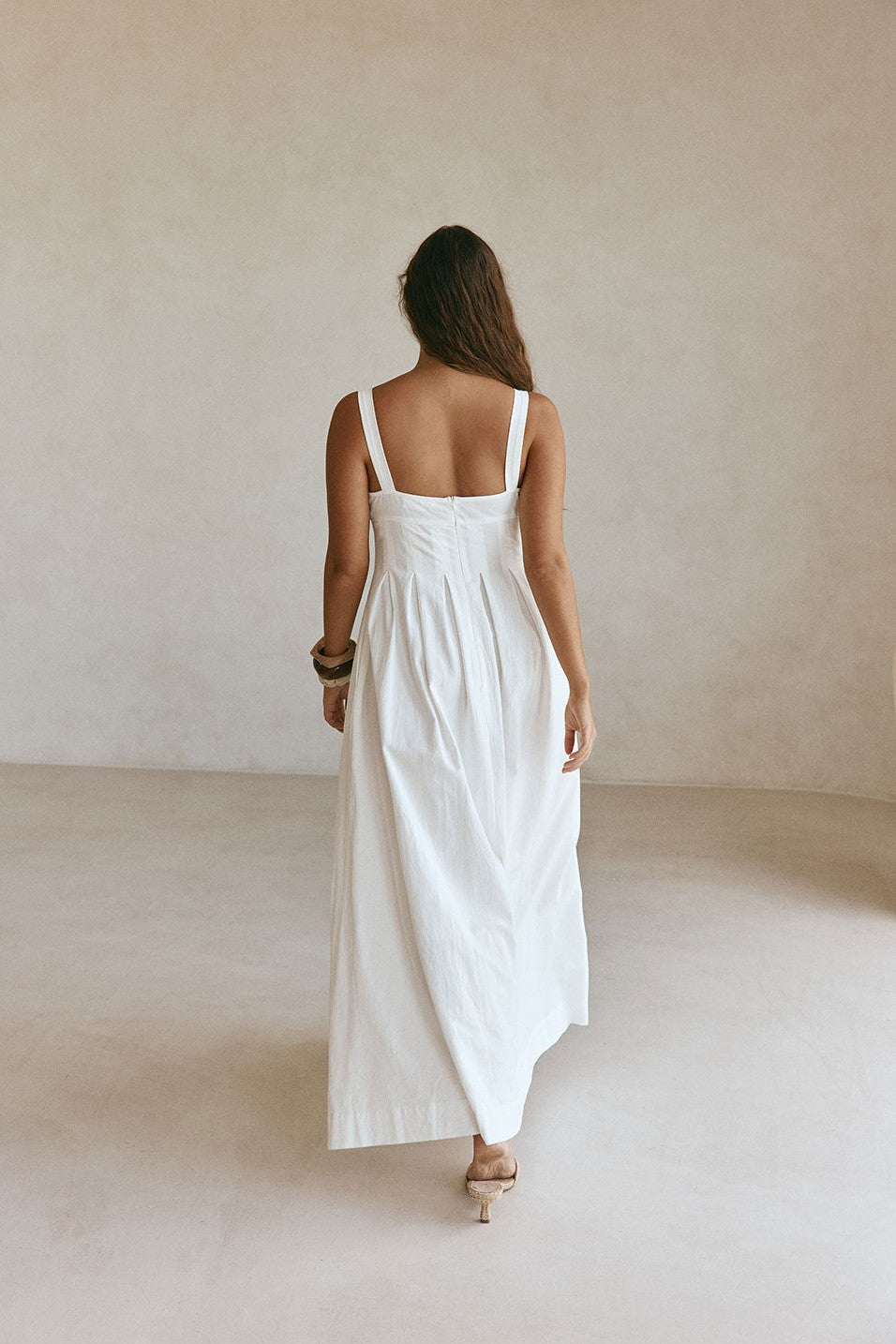 White maxi dress, back view