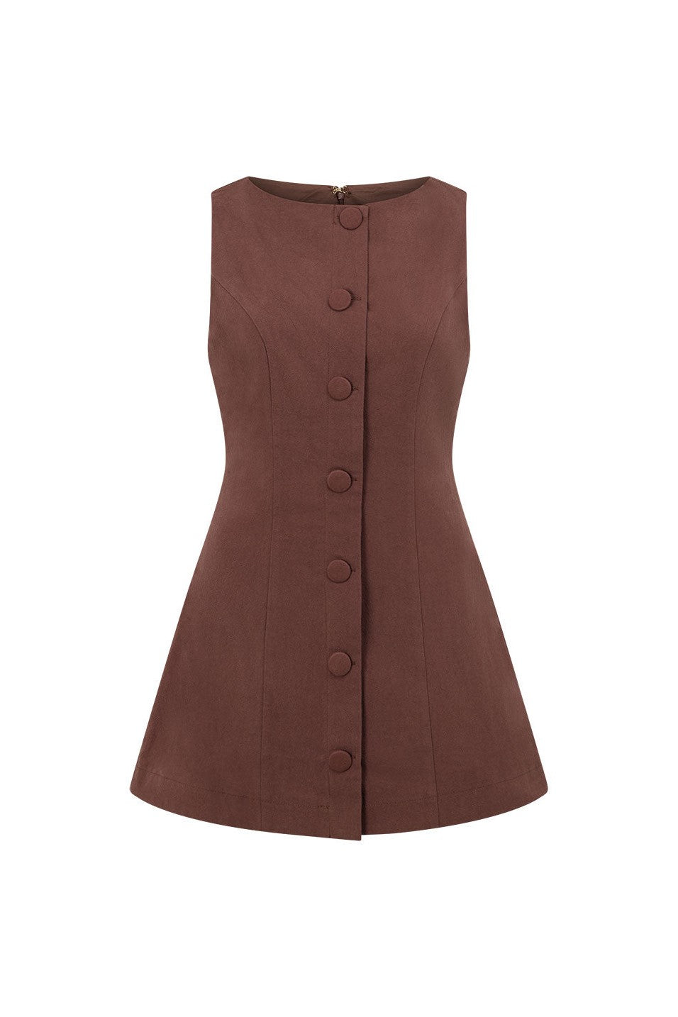 Brown mini dress, back view
