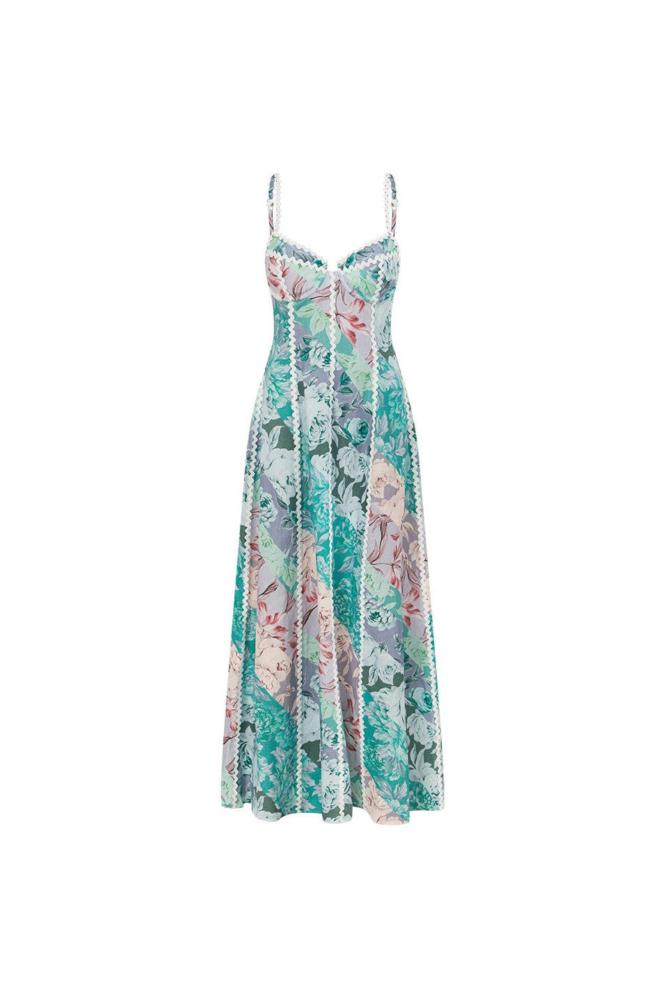 Blue maxi dress, front view