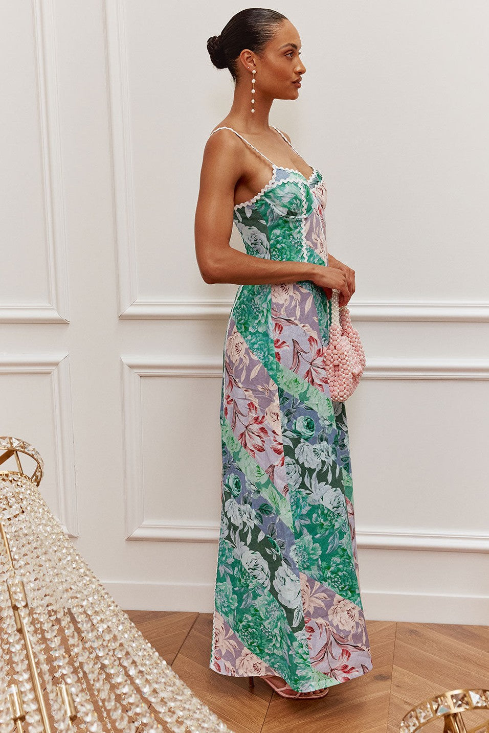 Blue maxi dress, detail view