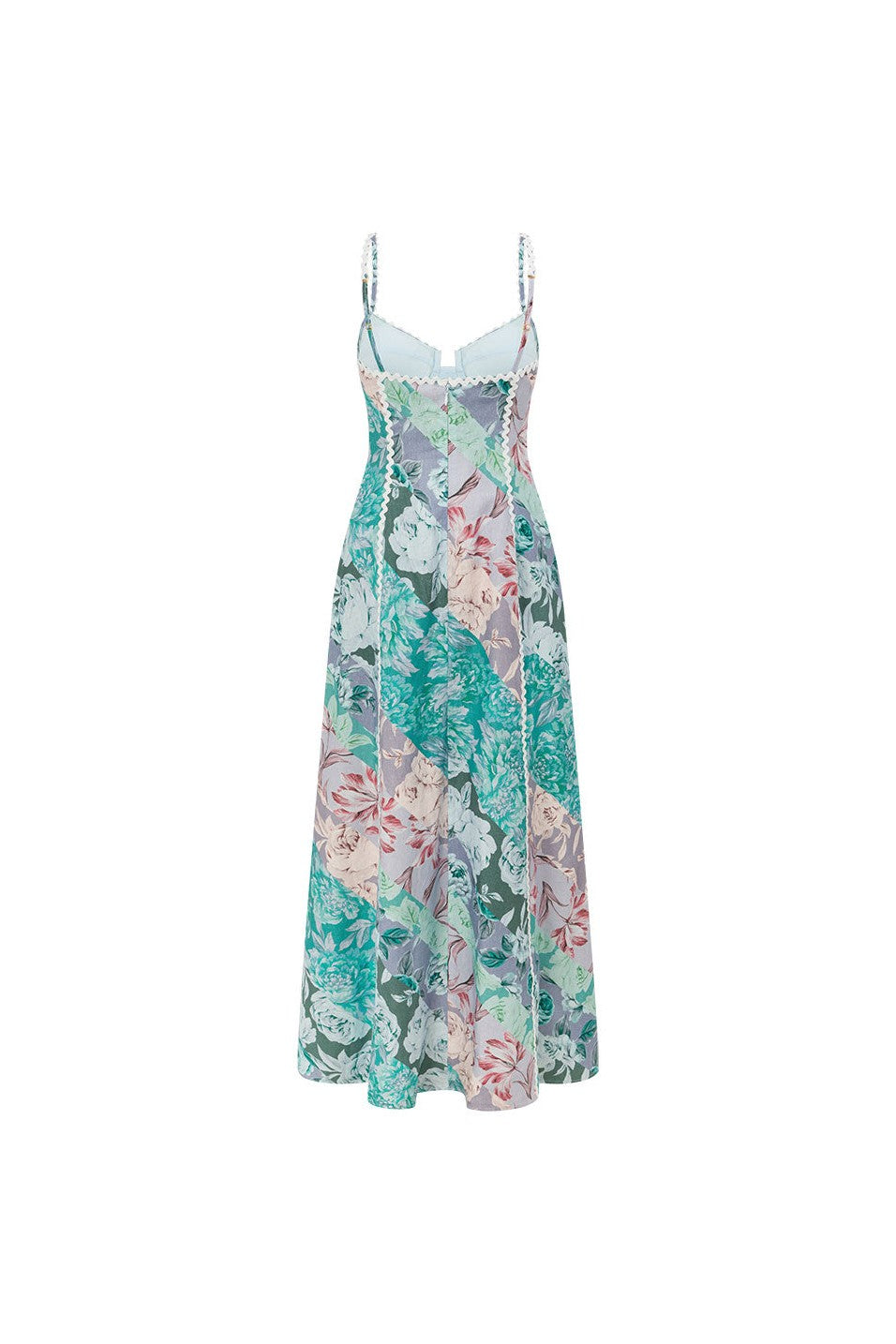 Blue maxi dress, back view