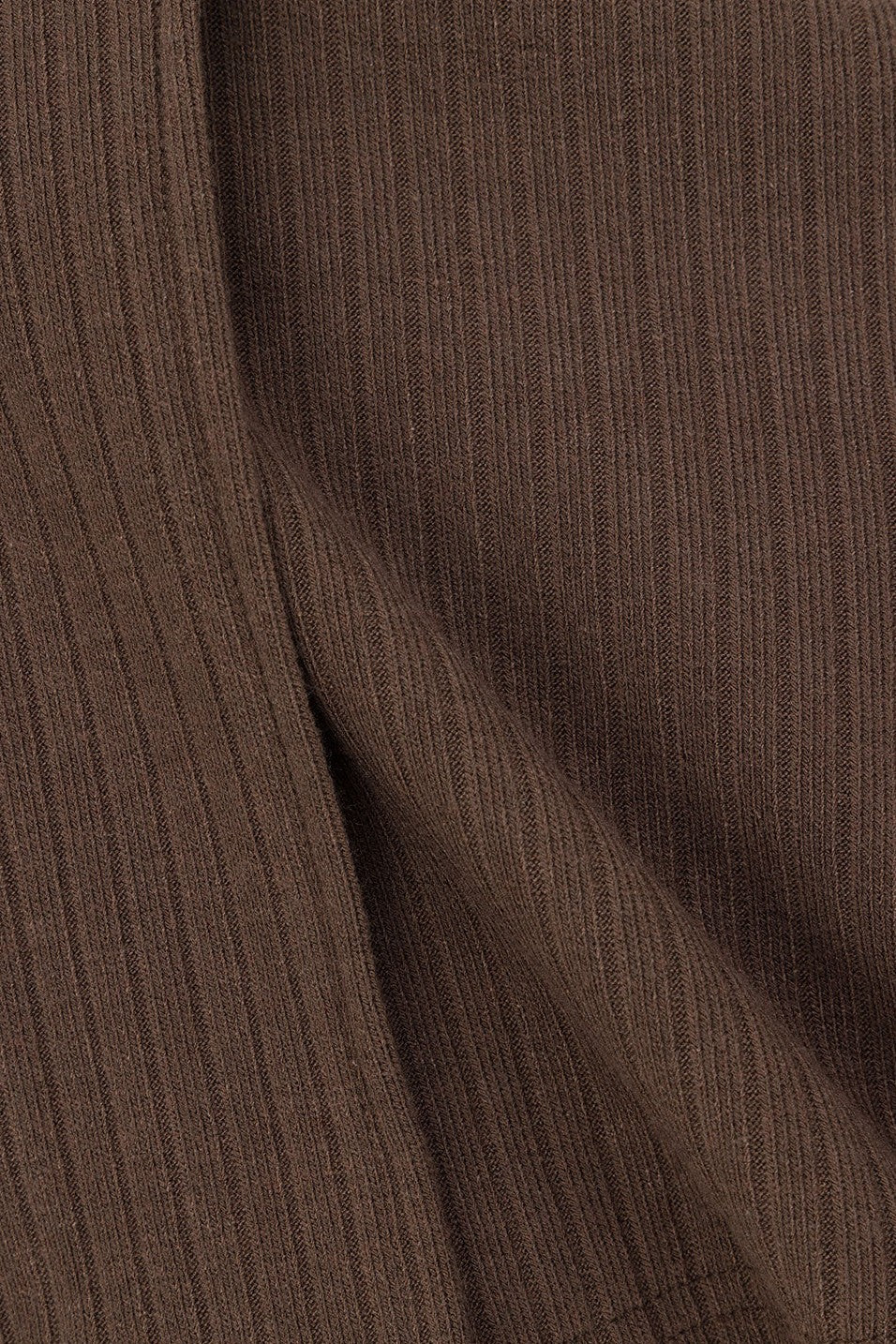 Brown mini dress with an A-line skirt, back view