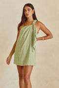Green mini dress, front view