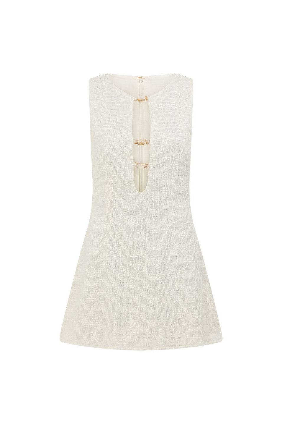 Cream mini dress, back view