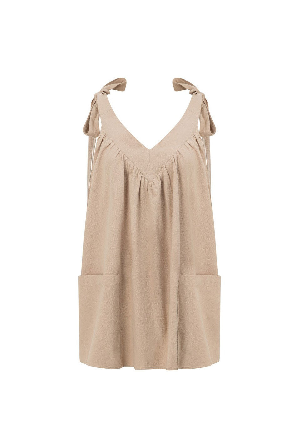 Beige mini dress, side view