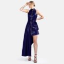 Navy Leather Maxi Dress Han8