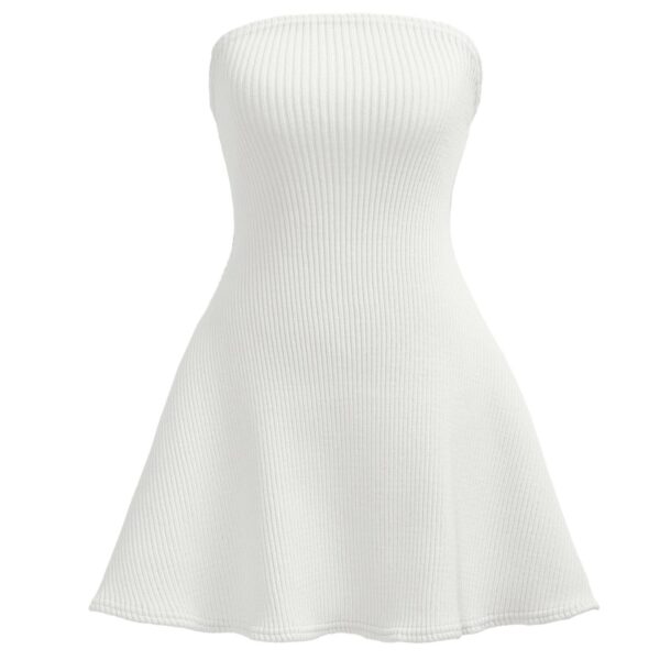 White Rib Knit Mini Dress Han6