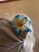 Hawaiian Blue Plumeria Hair Clip - Foam Flower Hair Accessory with Golden Center